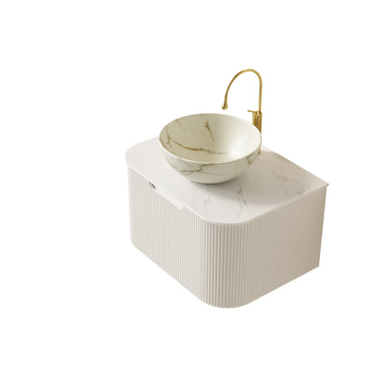 Carrara White Ceramic Bathroom Vanity with Sintered Stone Top