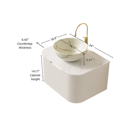 Carrara White Ceramic Bathroom Vanity with Sintered Stone Top
