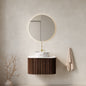 DINA 24" Bathroom Vanity with Sink, Wall-Mounted Floating Curved Edges Striped Bathroom Storage Cabinet with Drawer, White Ceramic Basin with Stone Pattern, Pre-assembled, Dark Walnut Woodgrain Color