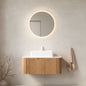 DINA 36" Bathroom Vanity with Sink, Wall-Mounted Floating Curved Edges Striped Bathroom Storage Cabinet with Drawer, White Rectangular Ceramic Basin, No Faucet, Pre-assembled, Natural Woodgrain Color
