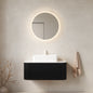 DINA 36" Bathroom Vanity with Sink, Wall-Mounted Floating Curved Edges Striped Bathroom Storage Cabinet with Drawer, White Rectangular Ceramic Basin, No Faucet, Pre-assembled, Black Color