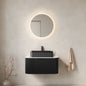 DINA 30" Bathroom Vanity with Sink, Wall-Mounted Floating Curved Edges Striped Bathroom Storage Cabinet with a Drawer, Black Rectangular Ceramic Basin, No Faucet, Pre-assembled, Black Color