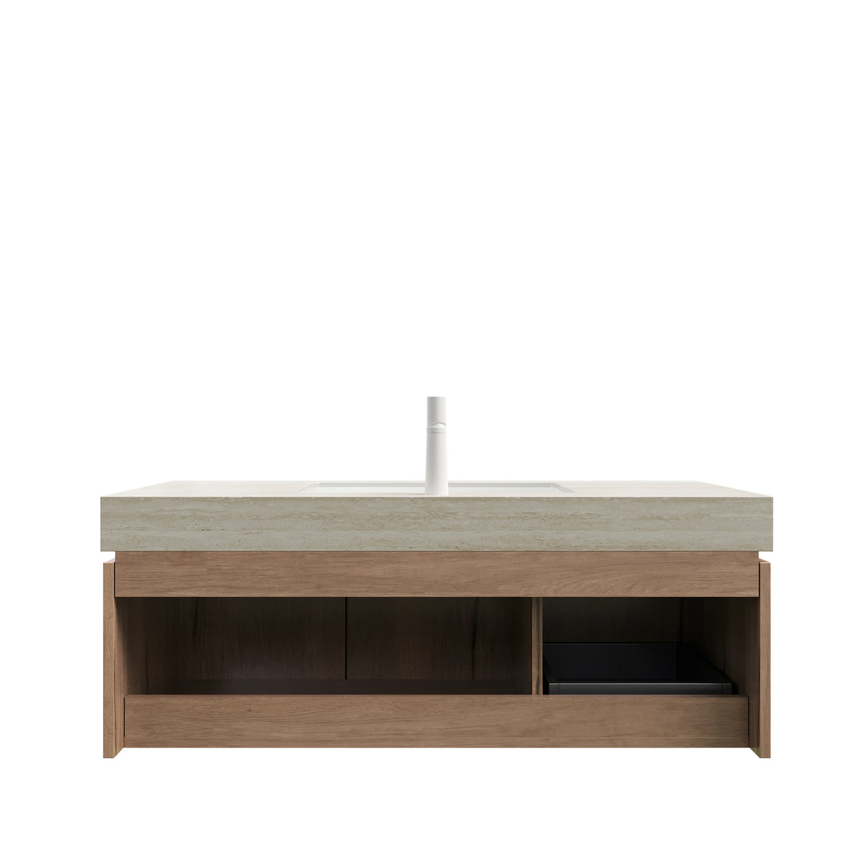 MURI 48" Bathroom Vanity & Sink - Beige, White Oak