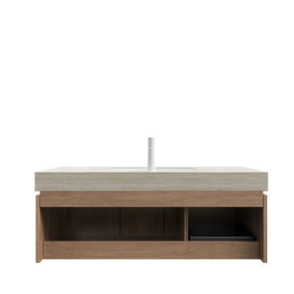 MURI 48" Bathroom Vanity & Sink - Beige, White Oak