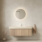 MURI 48" Bathroom Vanity&Sink, Floating Plywood Storage Cabinet with Drawer&Doors, Roma Travertine Sintered Stone Top&Ceramic Basin with 1 Pre-drilled Faucet Hole, Pre-assembled, White Oak Woodgrain