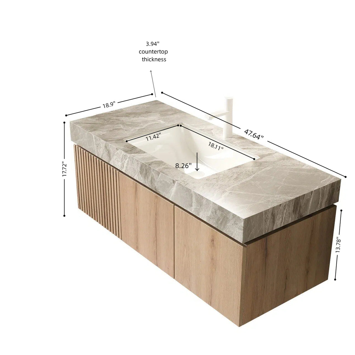 Light Gray Bathroom Vanity with Sink & Storage