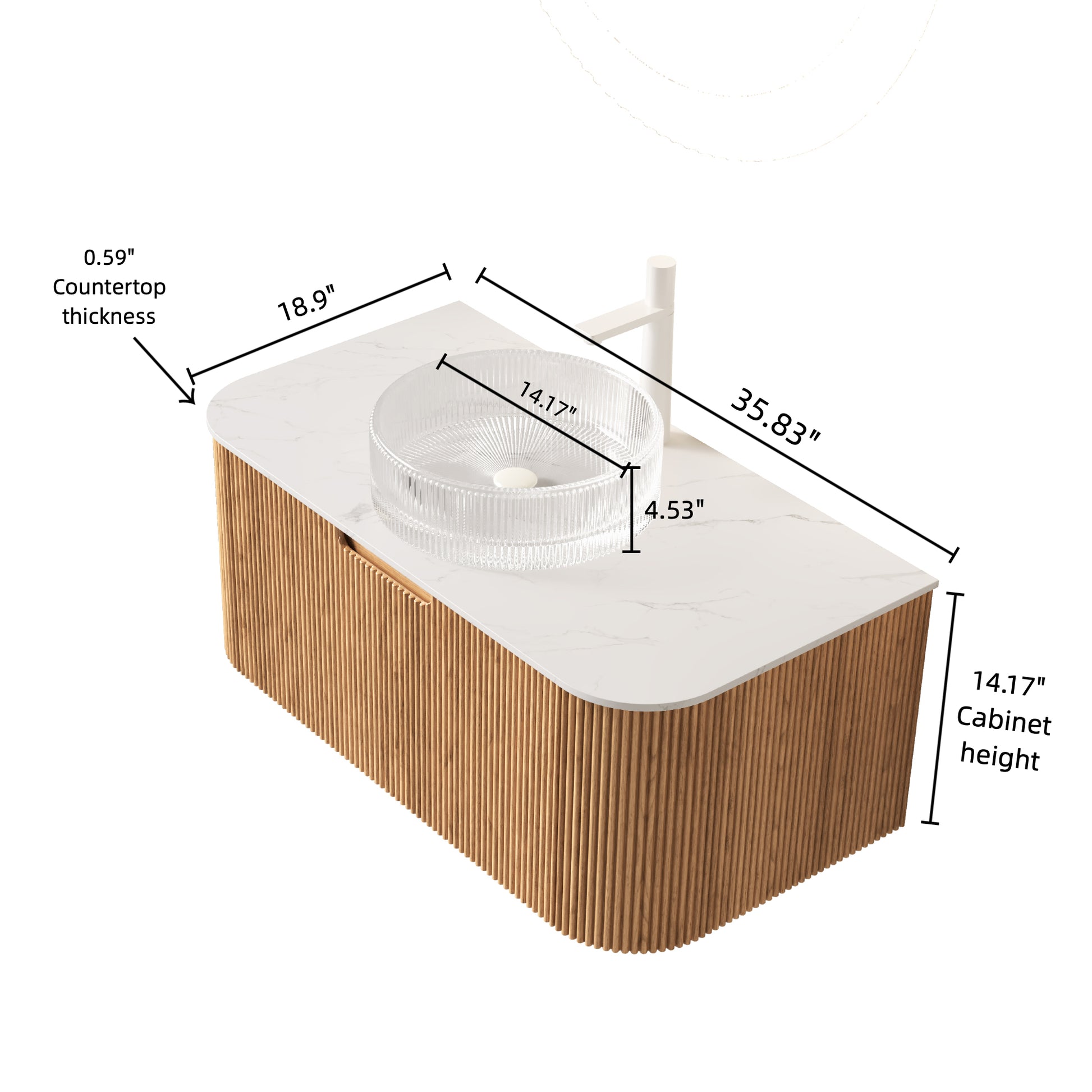 36" Natural Wood Bathroom Vanity with Sink