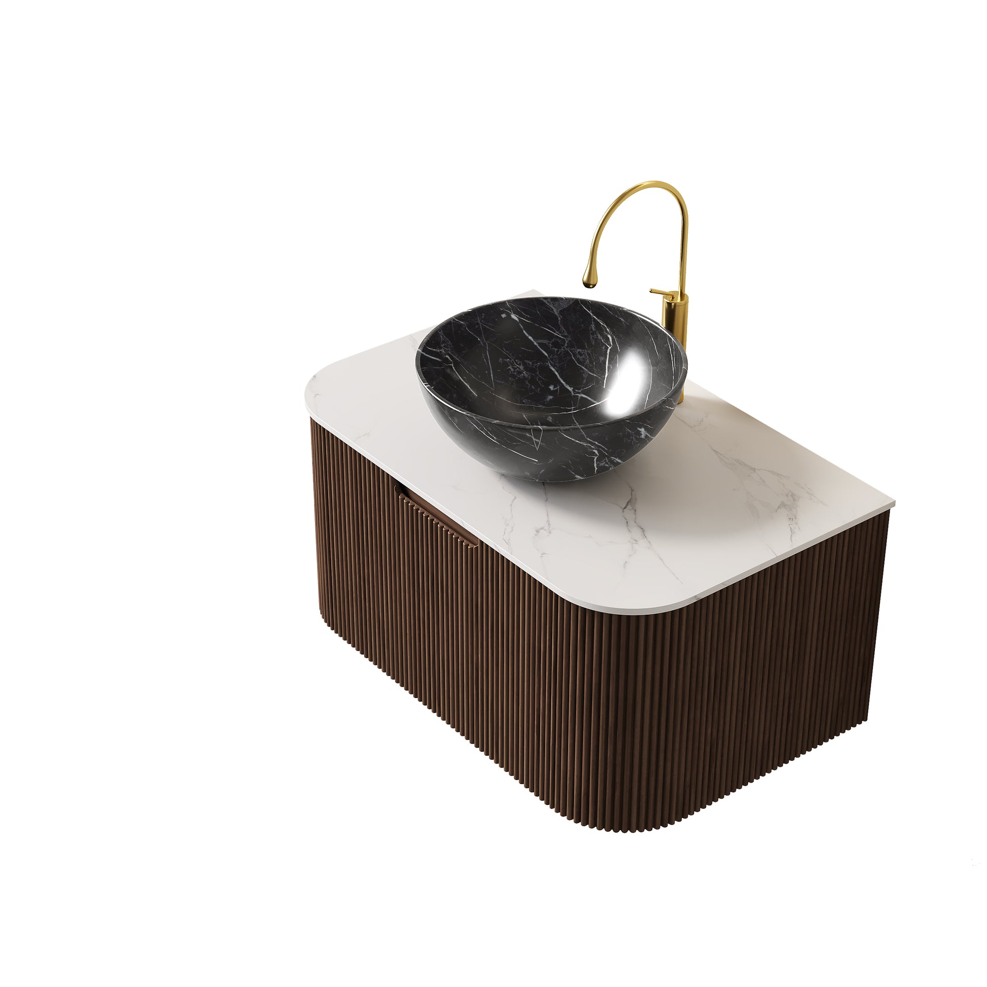 Black Ceramic Bathroom Vanity - Wall Mounted Storage Cabinet