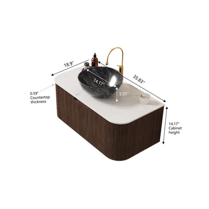 DINA 36" Bathroom Vanity - Black Bowl Ceramic, Dark Walnut