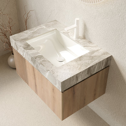 MURI 30" Bathroom Vanity & Sink - Light Gray Sintered Stone