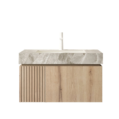 MURI 30" Bathroom Vanity & Sink - Light Gray Sintered Stone