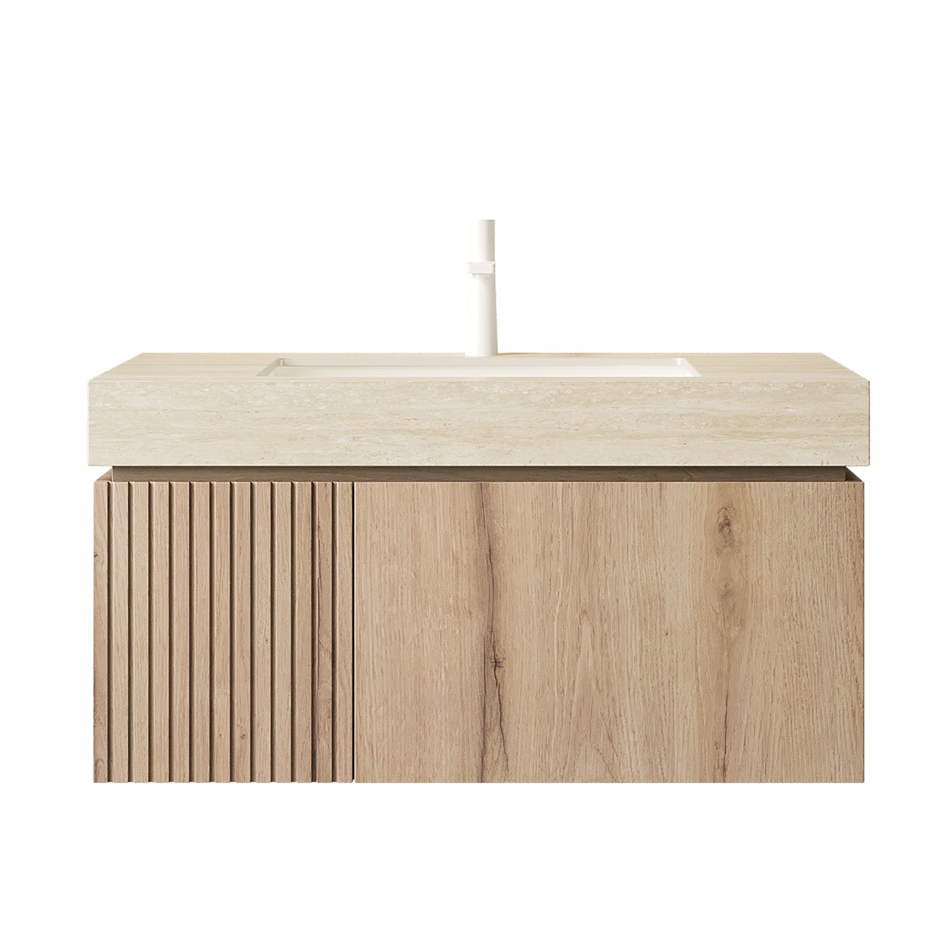 White Oak Bathroom Vanity with Sintered Stone Top Upgrade