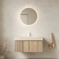 MURI 36" Bathroom Vanity&Sink, Floating Plywood Storage Cabinet with Drawer&Door, Roma Travertine Sintered Stone Top&Ceramic Basin with 1 Pre-drilled Faucet Hole, Pre-assembled, White Oak Woodgrain