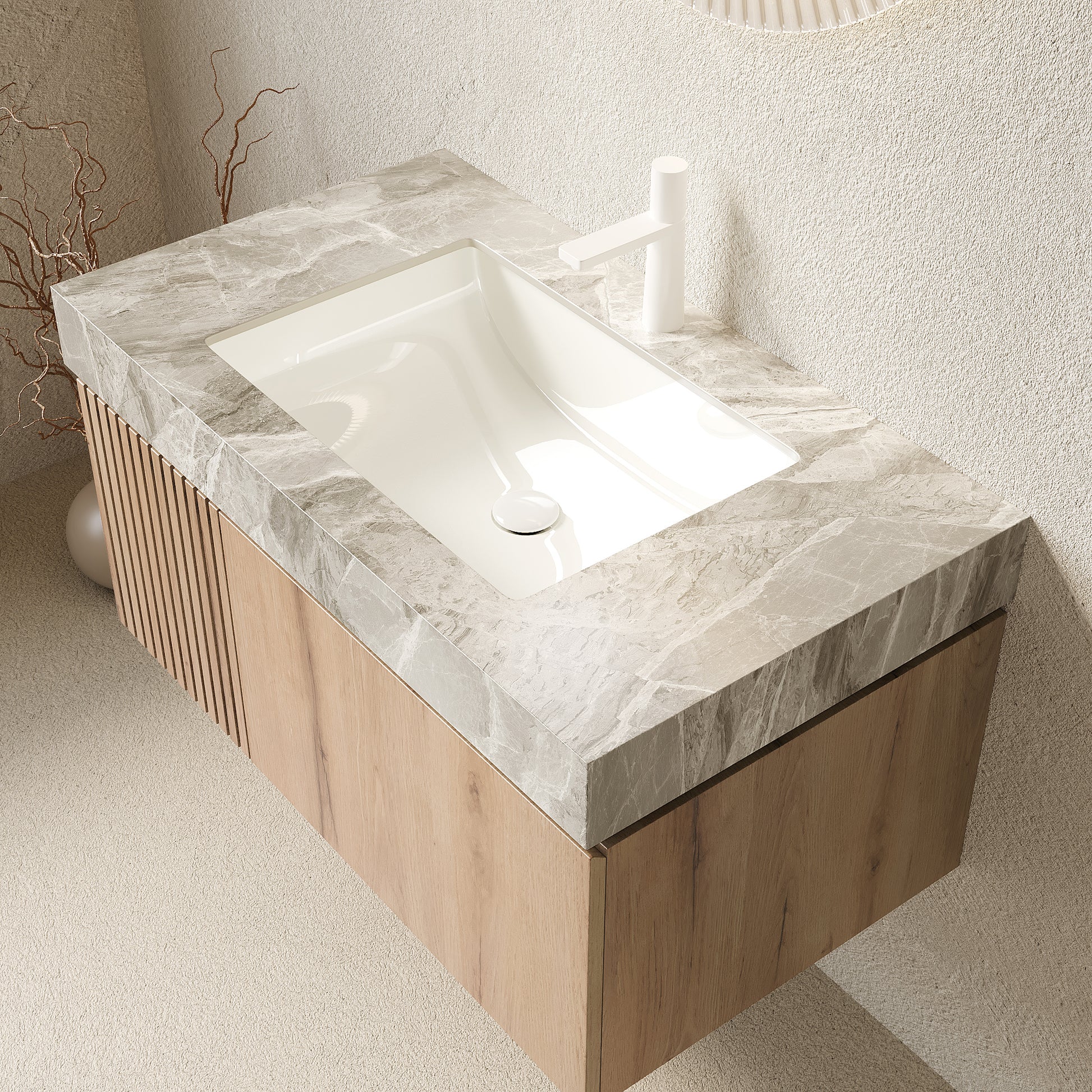 MURI 36" Bathroom Vanity - Light Gray Sintered Stone