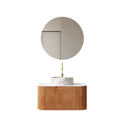 Carrara White Bathroom Vanity - Wall Mounted Storage