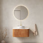 DINA 30" Bathroom Vanity & Sink, Wall-Mounted Floating Curved Edges Striped Bathroom Storage Cabinet with Drawer, White Round Ceramic Basin with Stone Pattern, Pre-assembled, Natural Woodgrain Color