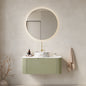 DINA 36" Bathroom Vanity with Sink, Wall-Mounted Floating Curved Edges Striped Bathroom Storage Cabinet with Drawer, White Round Ceramic Basin with Stone Pattern, Pre-assembled, Light Green Color