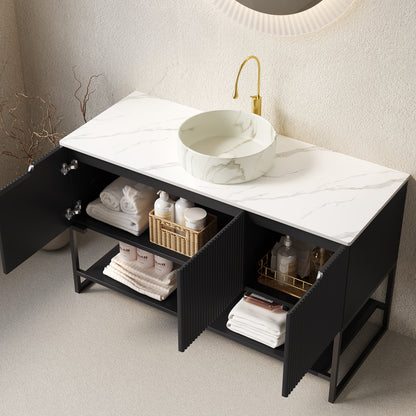 TULIO 48" Bathroom Vanity & Sink - White Ceramic Basin, Storage Cabinet