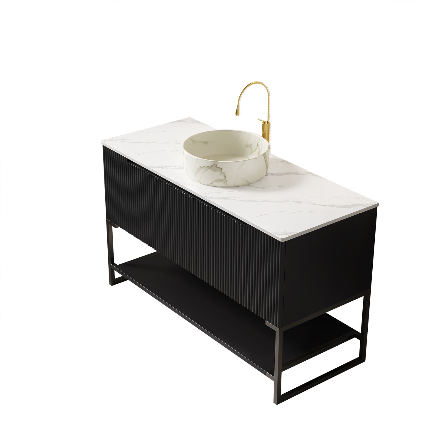 TULIO 48" Bathroom Vanity & Sink - White Ceramic Basin, Storage Cabinet