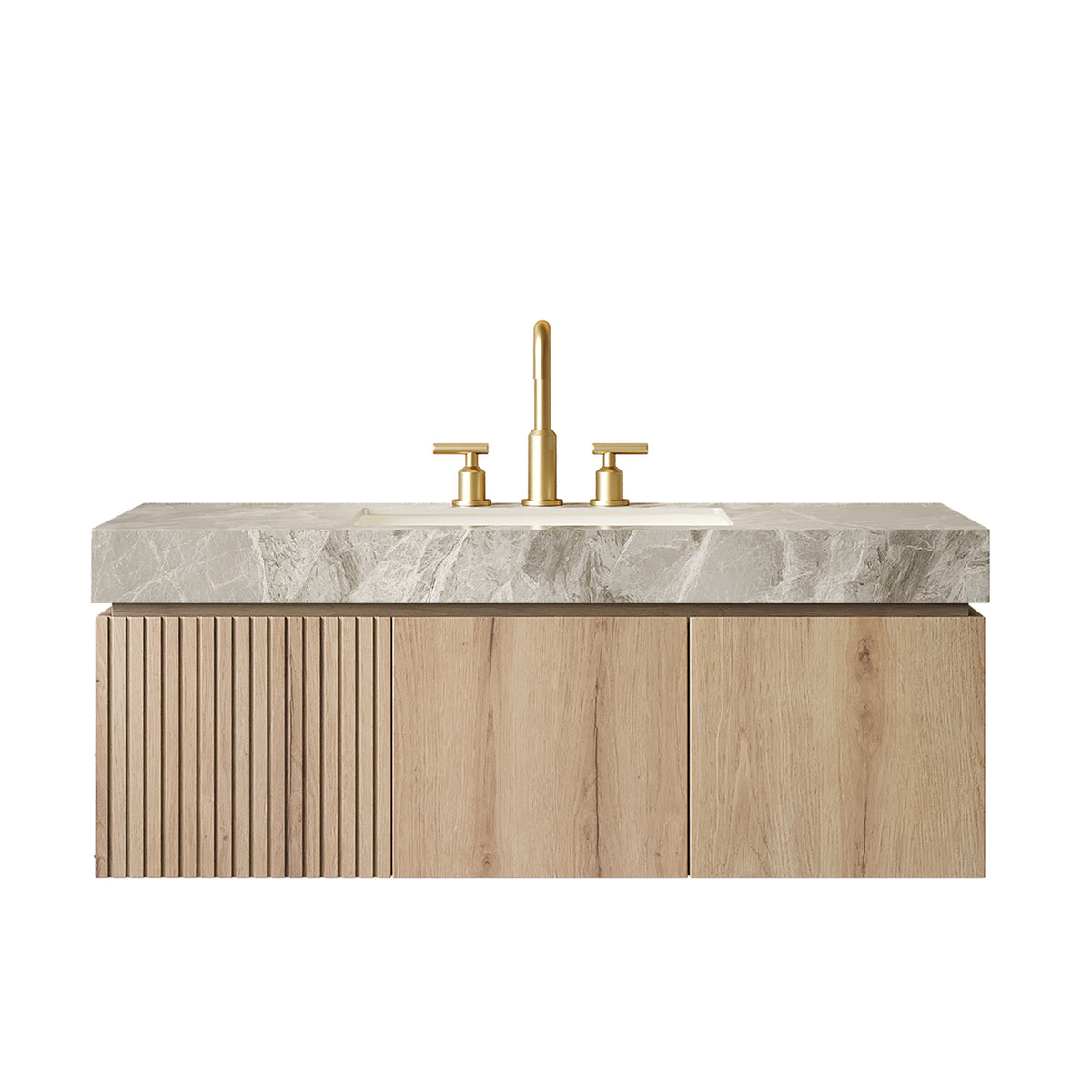 MURI 48" Bathroom Vanity & Sink - Light Gray Sintered Stone