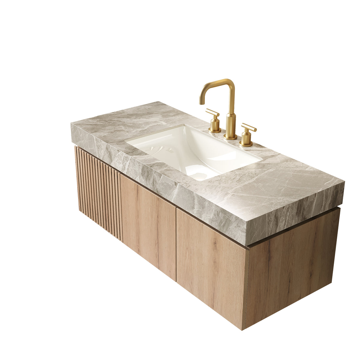 MURI 48" Bathroom Vanity & Sink - Light Gray Sintered Stone