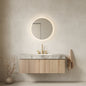 MURI 48" Bathroom Vanity&Sink, Floating Plywood Storage Cabinet with Drawer&Doors, Light Gray Sintered Stone Top&Ceramic Basin with 3 Pre-drilled Faucet Holes, Pre-assembled, White Oak Woodgrain Color