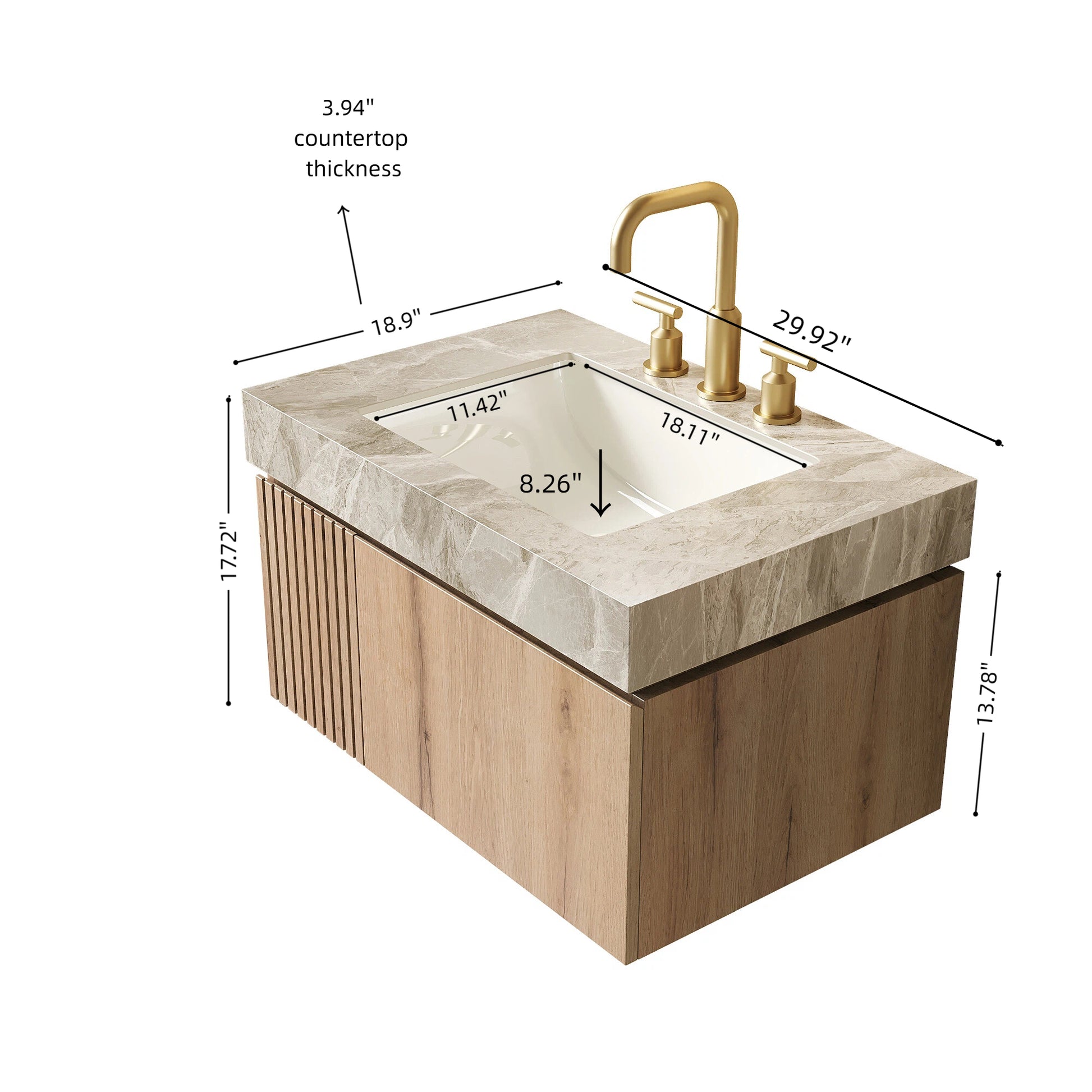 Light Gray Bathroom Vanity with Sink & Storage