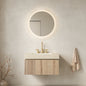 MURI 30" Bathroom Vanity&Sink, Floating Plywood Storage Cabinet with Drawer&Door, Roma Travertine Sintered Stone Top&Ceramic Basin with 3 Pre-drilled Faucet Holes, Pre-assembled, White Oak Woodgrain