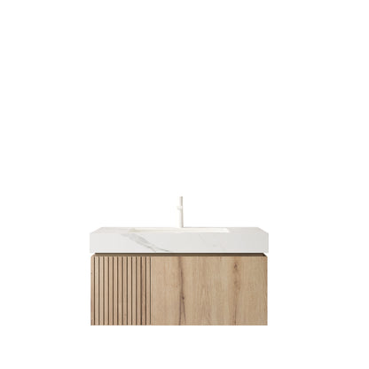36" Carrara White Bathroom Vanity with Storage