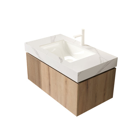 36" Carrara White Bathroom Vanity with Storage