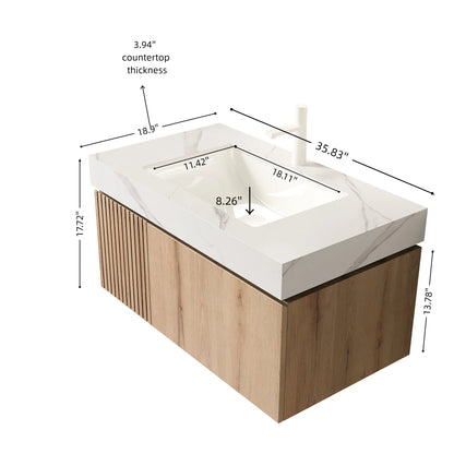 36" Carrara White Bathroom Vanity with Storage