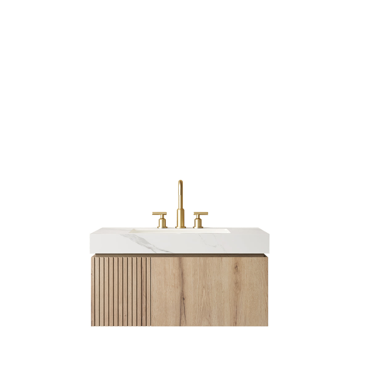 36" Carrara White Bathroom Vanity with Storage