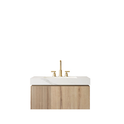 36" Carrara White Bathroom Vanity with Storage