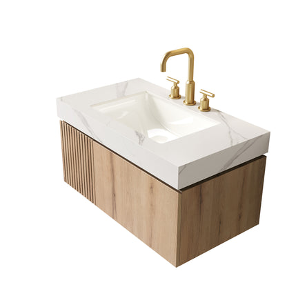 36" Carrara White Bathroom Vanity with Storage