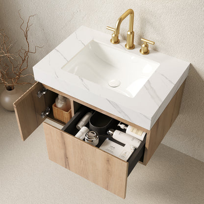 30" Carrara White Bathroom Vanity with Storage