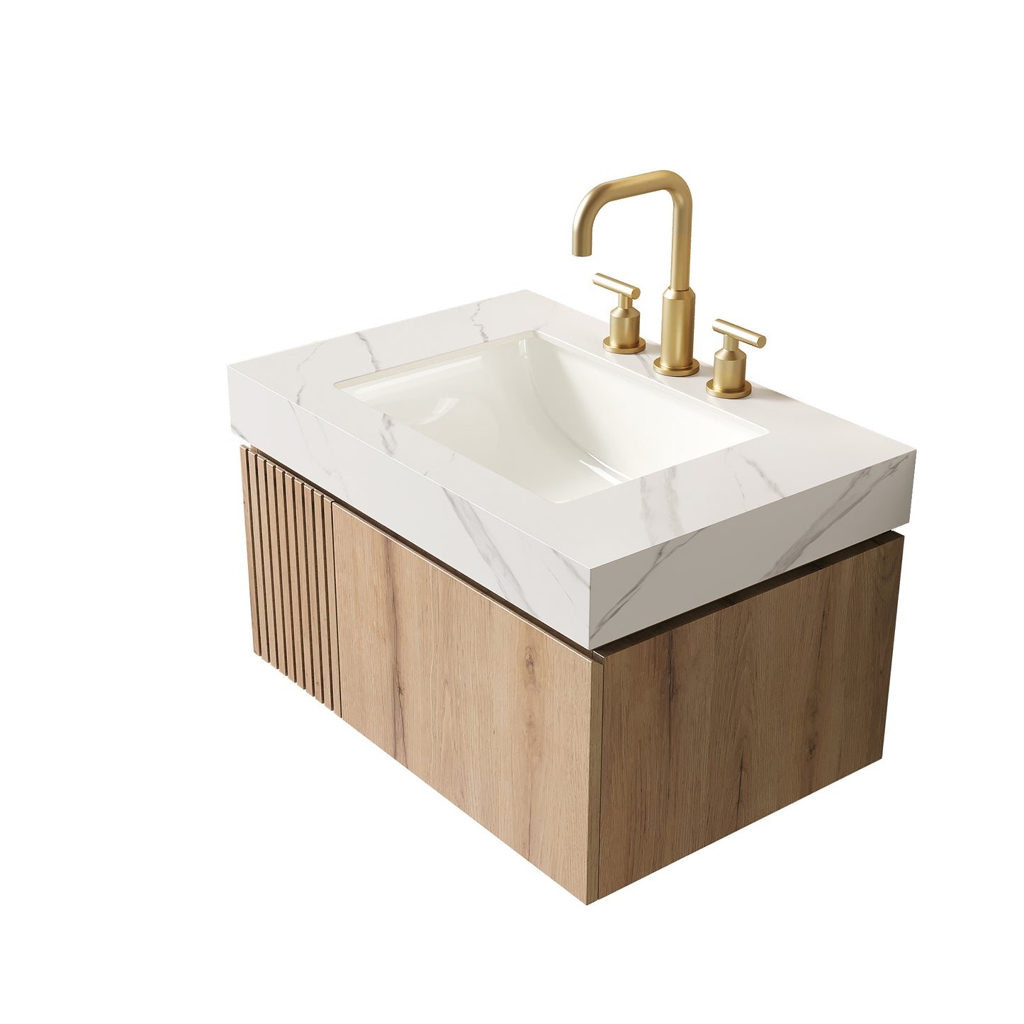 30" Carrara White Bathroom Vanity with Storage