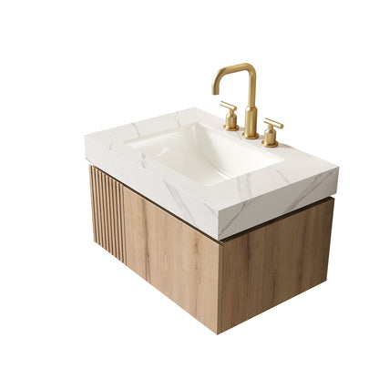 30" Carrara White Bathroom Vanity with Storage