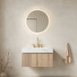 MURI 30" Bathroom Vanity&Sink, Floating Plywood Storage Cabinet with Drawer&Door, Carrara White Sintered Stone Top&Ceramic Basin with 3 Pre-drilled Faucet Holes, Pre-assembled, White Oak Woodgrain