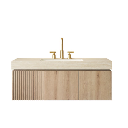 White Oak Sintered Stone Vanity for Bathroom Renovation