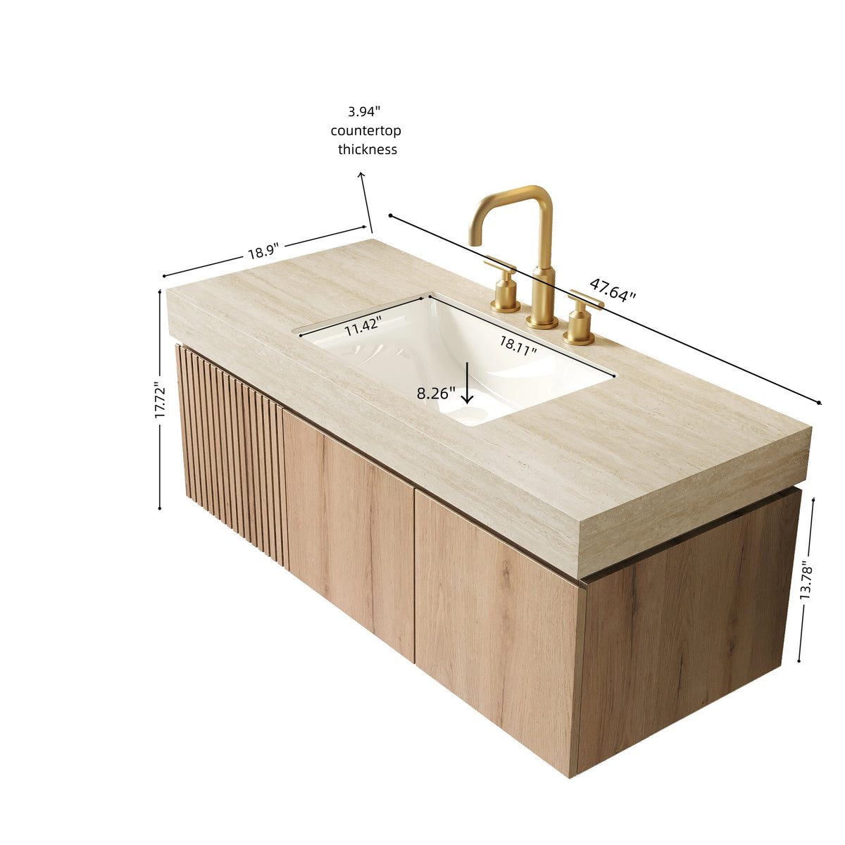 White Oak Sintered Stone Vanity for Bathroom Renovation
