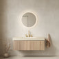 MURI 48" Bathroom Vanity&Sink, Floating Plywood Storage Cabinet with Drawer&Doors, Roma Travertine Sintered Stone Top&Ceramic Basin with 3 Pre-drilled Faucet Holes, Pre-assembled, White Oak Woodgrain