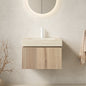 MURI 24" Bathroom Vanity&Sink, Floating Plywood Storage Cabinet with 2 Doors, Roma Travertine Sintered Stone Top&Ceramic Basin with 1 Pre-drilled Faucet Hole, Pre-assembled, White Oak Woodgrain