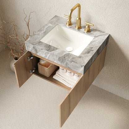 Light Gray Bathroom Vanity with Sink - 24" Storage Cabinet