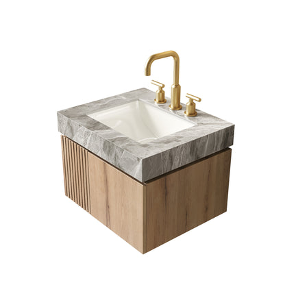 Light Gray Bathroom Vanity with Sink - 24" Storage Cabinet