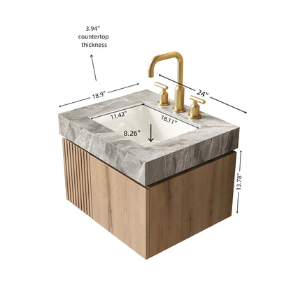 Light Gray Bathroom Vanity with Sink - 24" Storage Cabinet