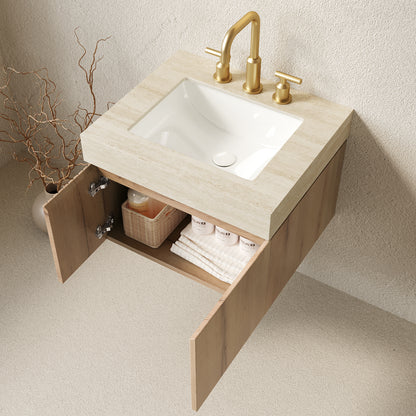 MURI 24" Bathroom Vanity & Sink - Beige, White Oak