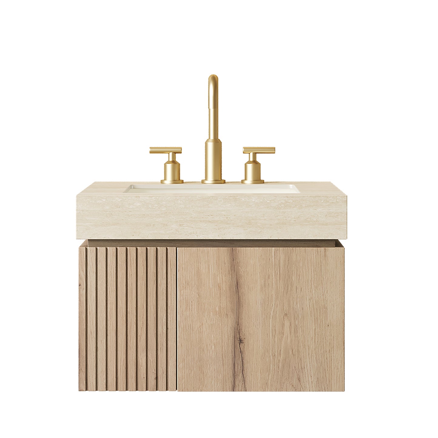 MURI 24" Bathroom Vanity & Sink - Beige, White Oak