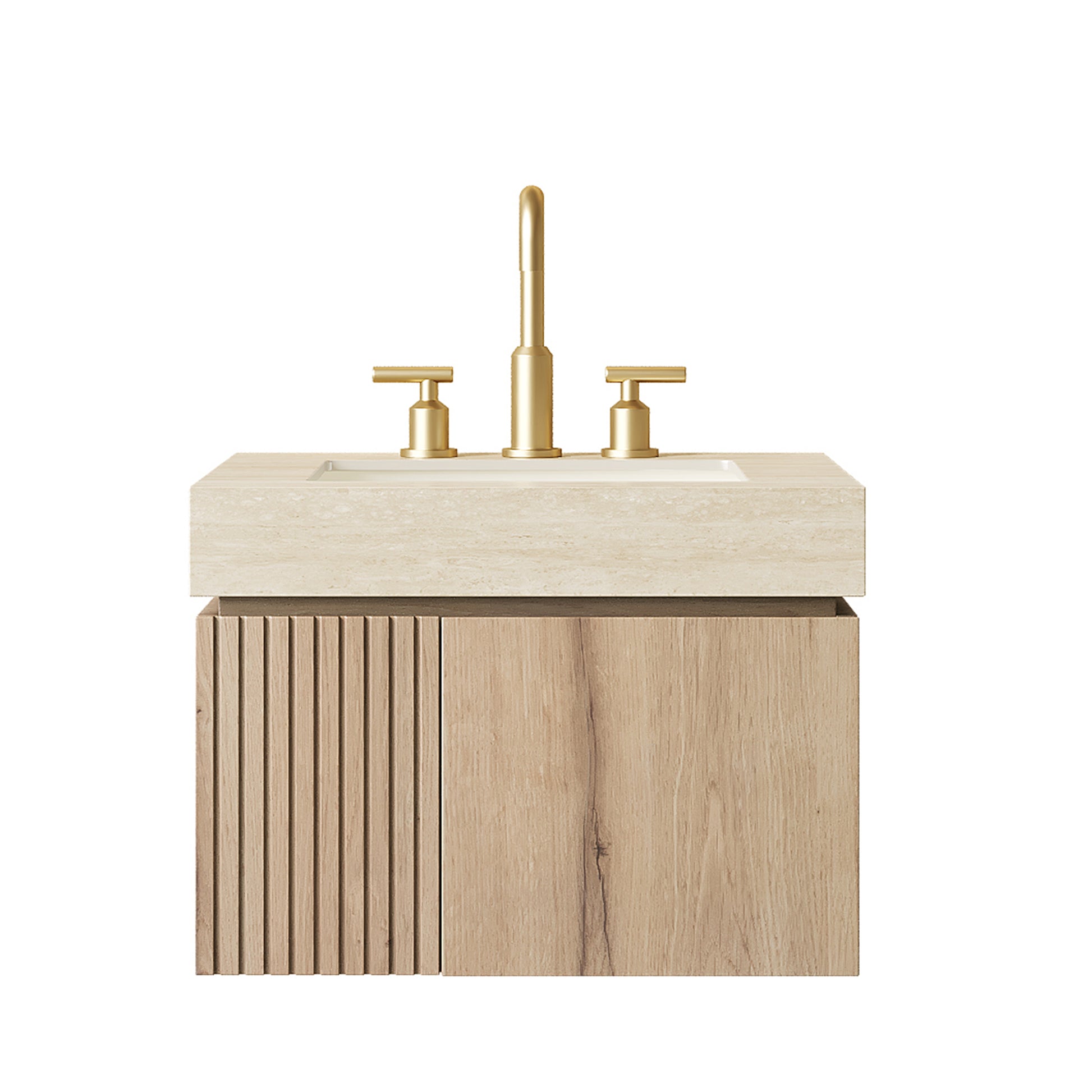 MURI 24" Bathroom Vanity & Sink - Beige, White Oak