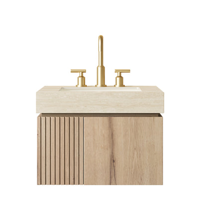 MURI 24" Bathroom Vanity & Sink - Beige, White Oak