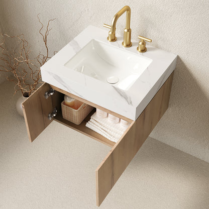 MURI 24" Bathroom Vanity & Sink - Carrara White Sintered Stone